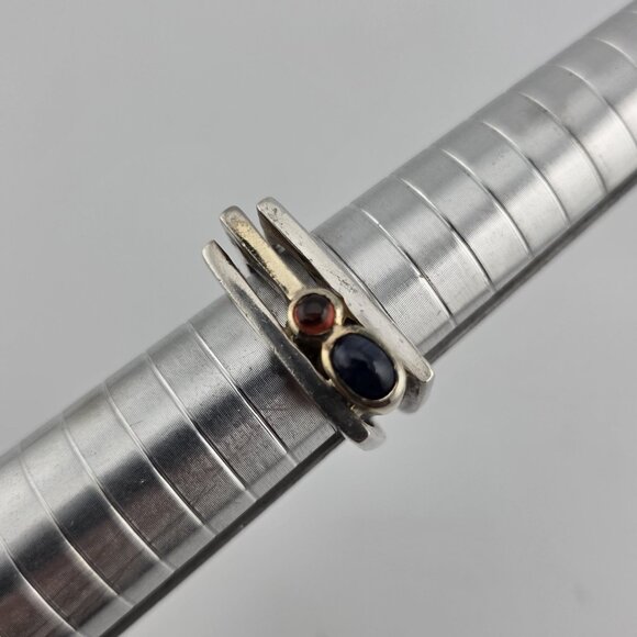 Sterling Silver Ring Mid-Century contemporary Artisan Minimalist Square Stack 8 - Picture 1 of 14